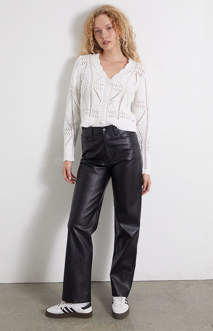 PAX00100 ♥ WHITE + CROSSES BLACK LEATHER PANTS Pacsun '90s Faux Leather Pants | PacSun