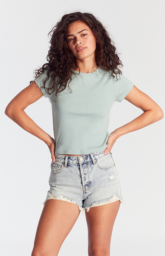 Pacsun Acid Wash Ripped Button Fly High Waisted Denim