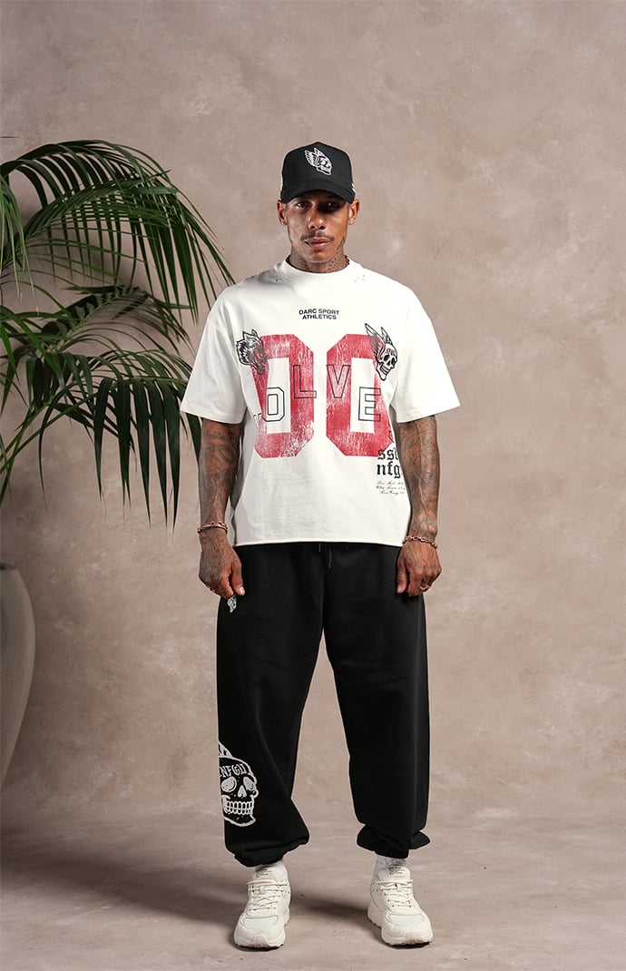 DARC SPORT ATHLETICS 00 Distressed Grunge Raw Cropped Oversized T
