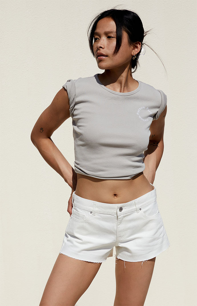 PacSun White Low Rise Denim Shorts PacSun