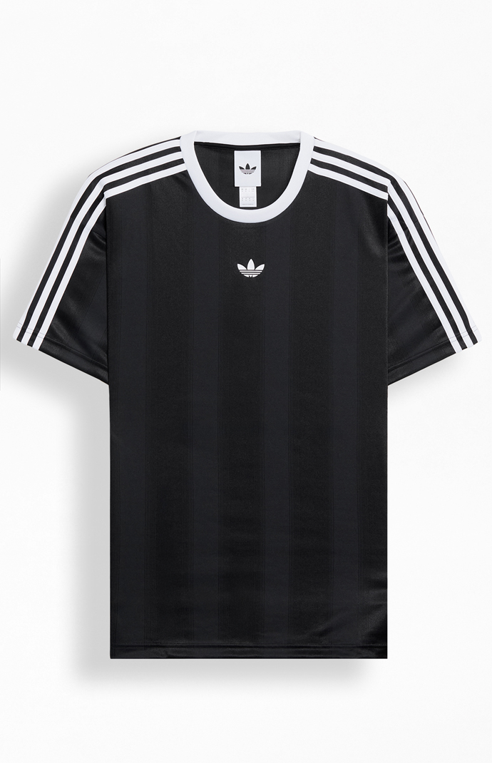 adidas Black 3-Stripe Jacquard Short Sleeve Jersey | Pacsun