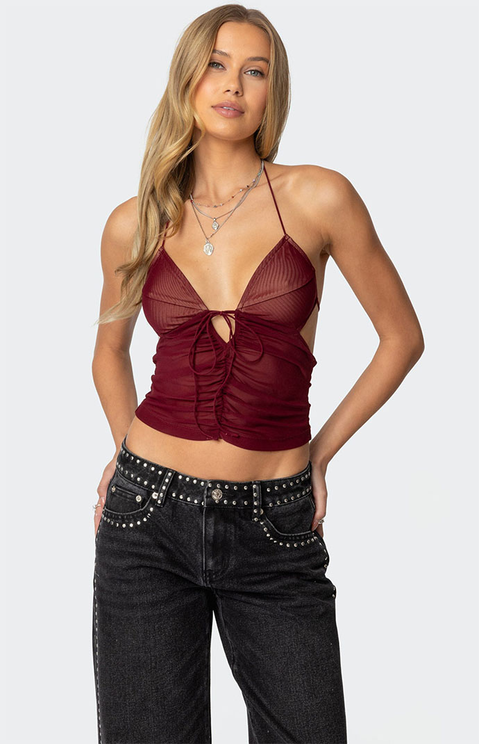Burgundy Cord Mini Skirt