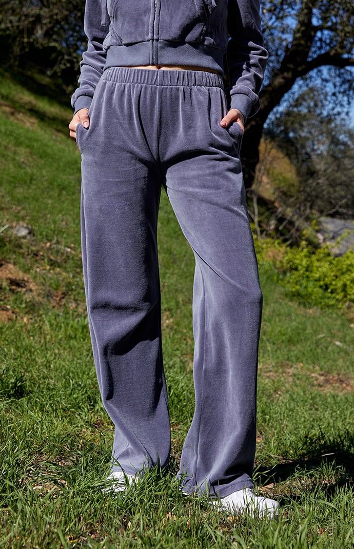 John Galt Blue Silver Velour Anastasia Sweatpants PacSun