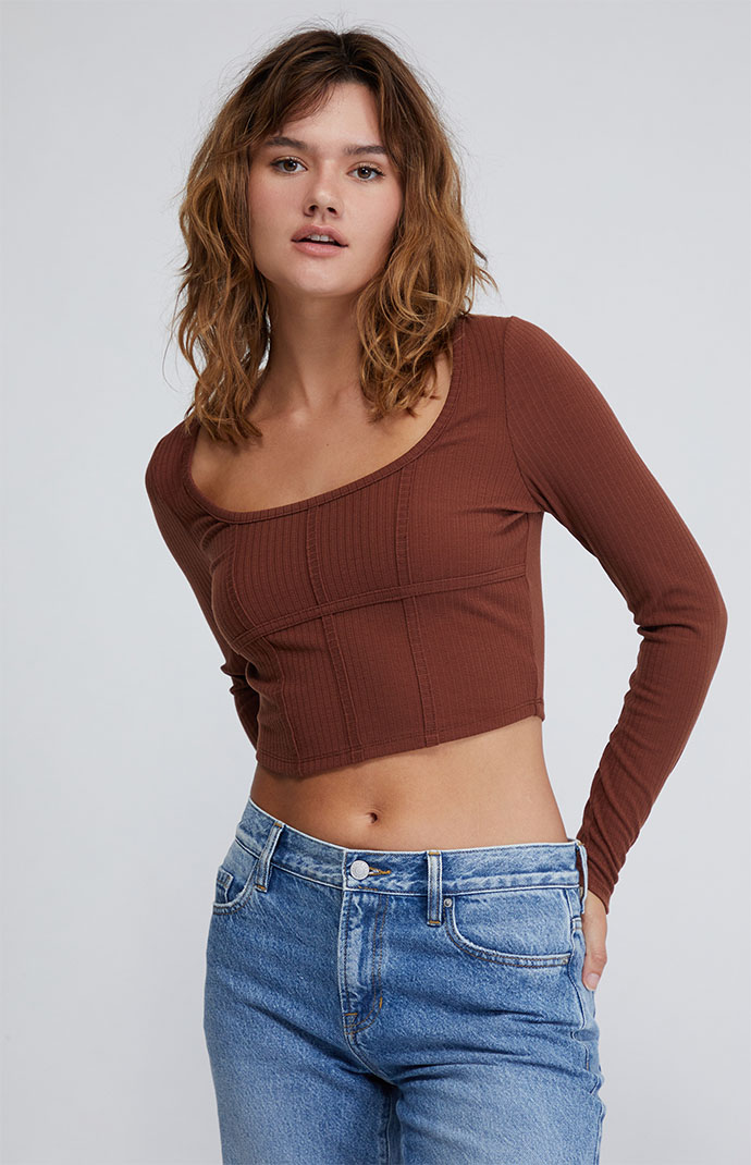 PacCares Brown Science Long Sleeve Bustier Top