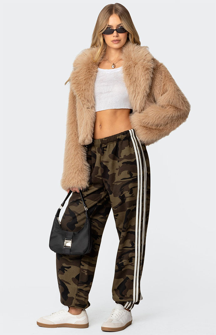 Edikted Camo Contrast Striped Sweatpants | PacSun