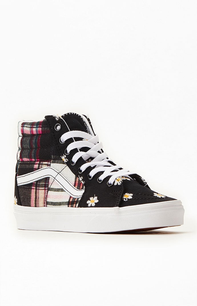 Checkered floral sk8 hi vans discount