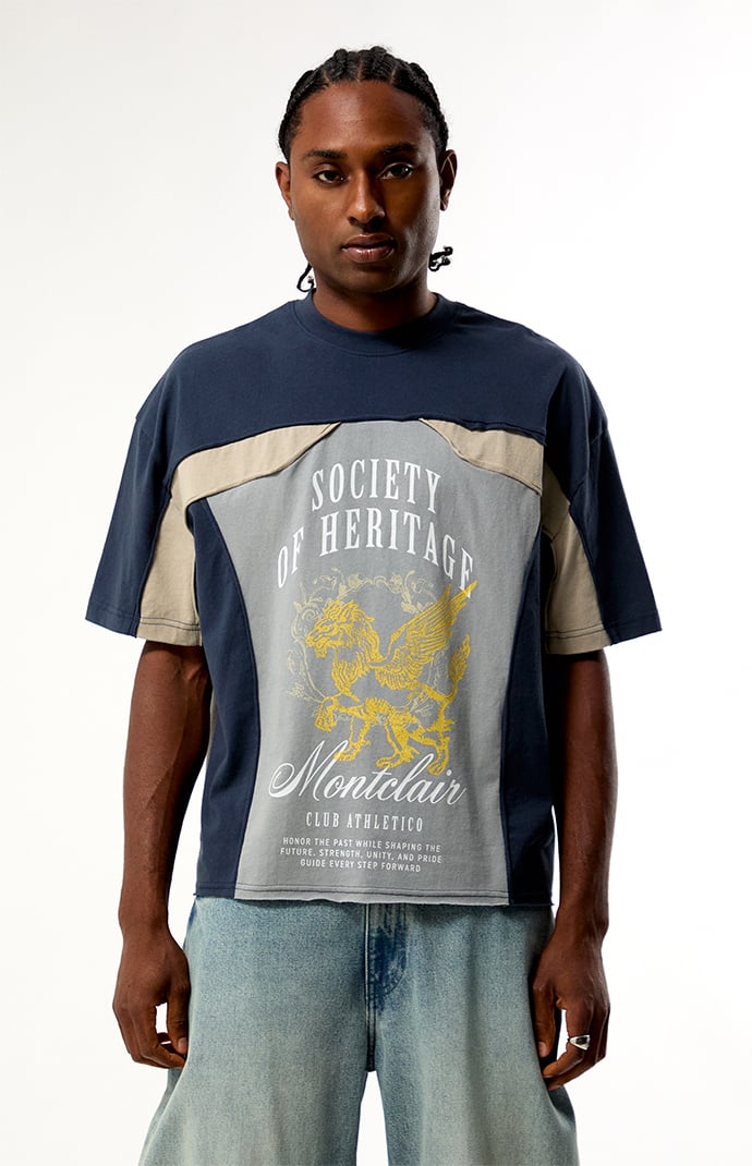 Pacsun Blue Montclair Cropped Color Block T-Shirt | Pacsun
