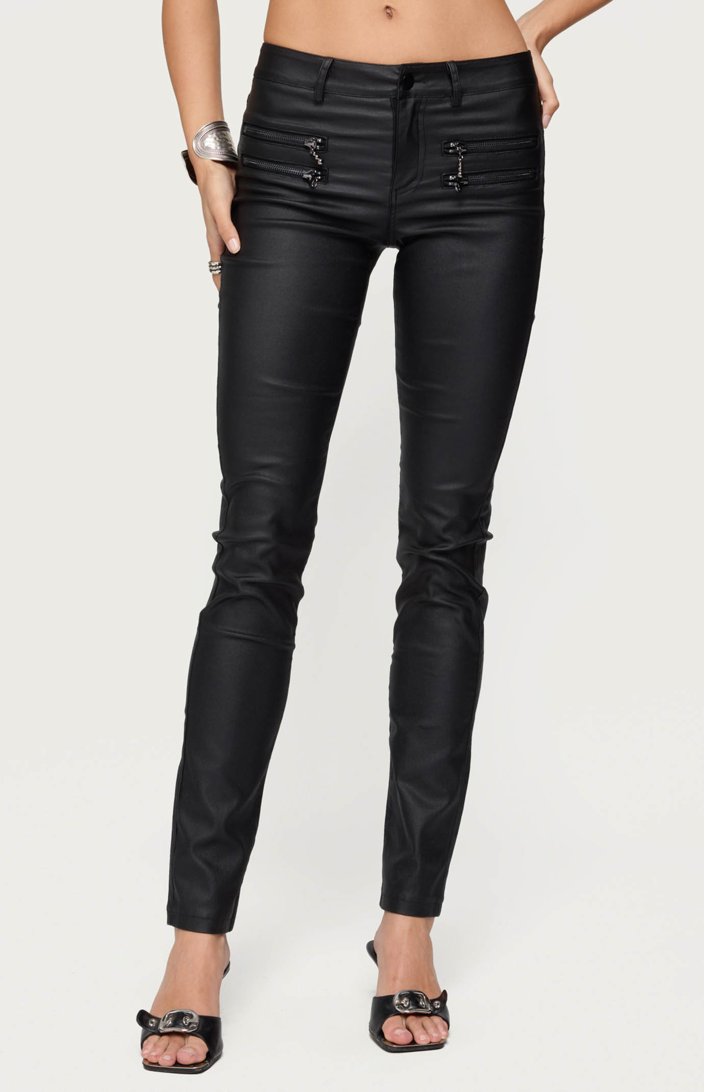 Edikted Kaede Faux Leather Skinny Jeans | Pacsun