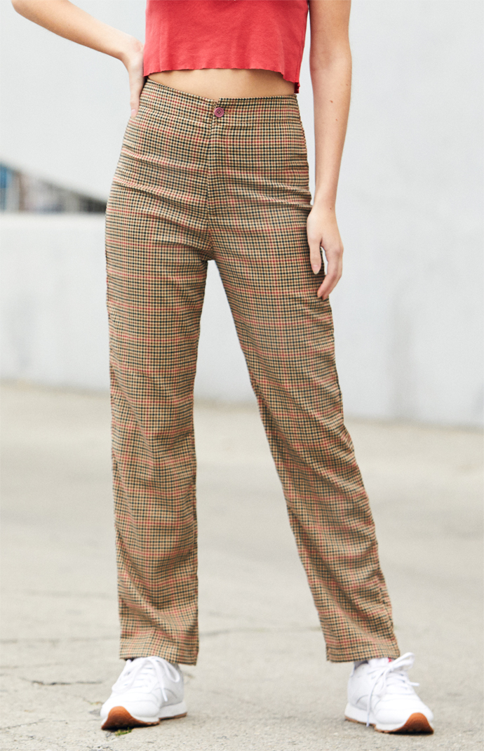 John Galt Brown Plaid Kim Pants | PacSun