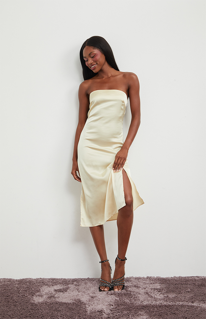 strapless satin slip dress Satin Strapless Slip Mini Dress