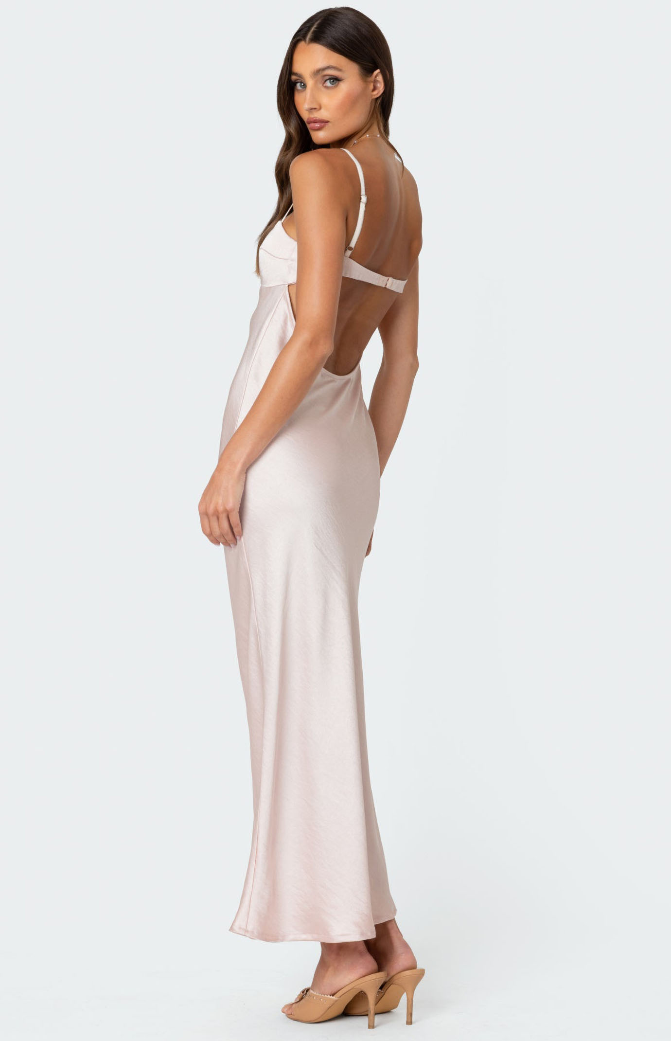 Edikted Vienna Open Back Satin Maxi Dress | PacSun