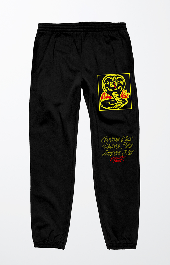 Men's Cobra Kai Never Dies Sweatpants in Black - Size Small