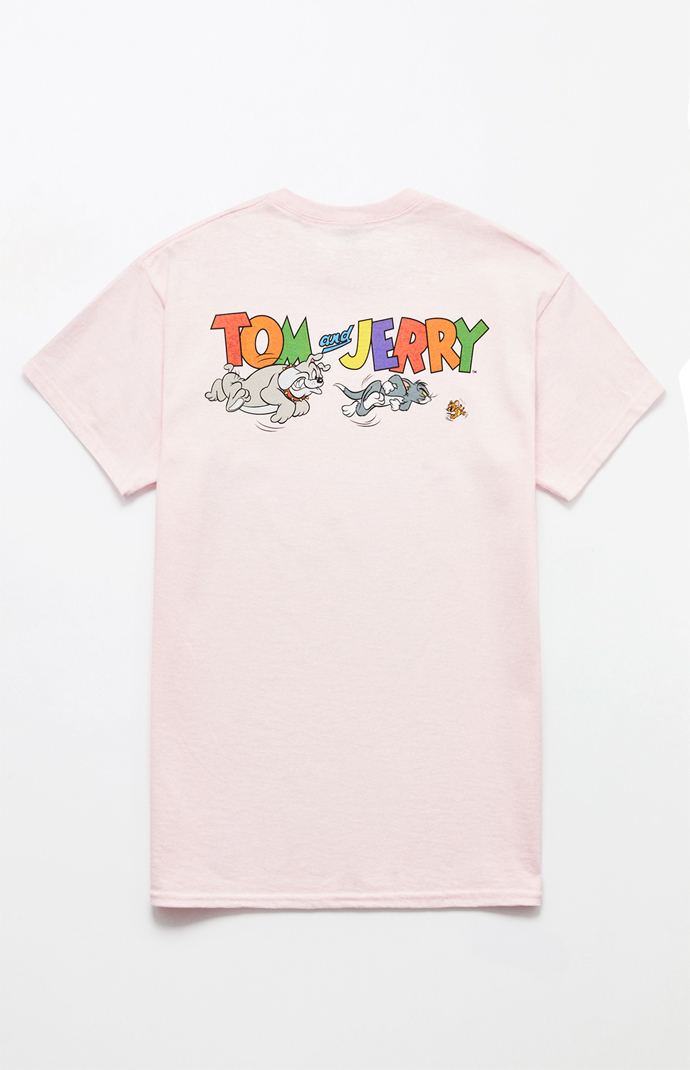 Tom and Jerry Double Trouble Adult Black Back 100% Poly T-Shirt 