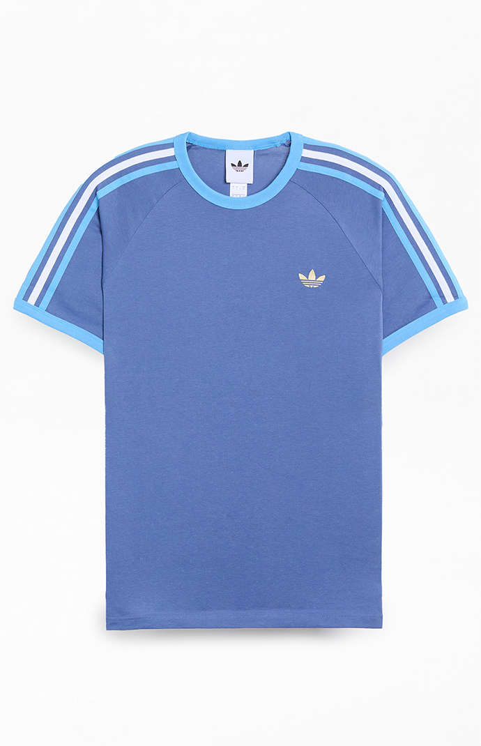 adidas Blue Three Stripe T-Shirt | Pacsun
