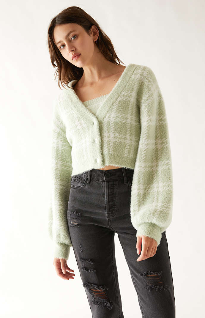 rochelle fuzzy cropped cardigan