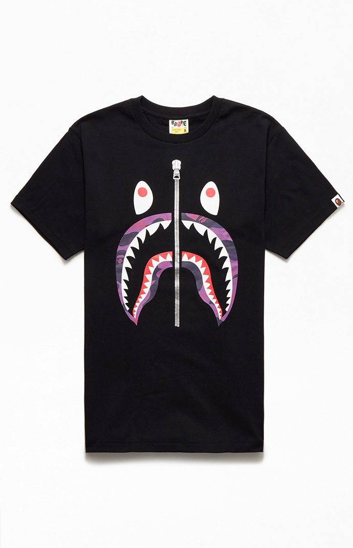 BAPE ABC Silver Zip Shark T Shirt PacSun