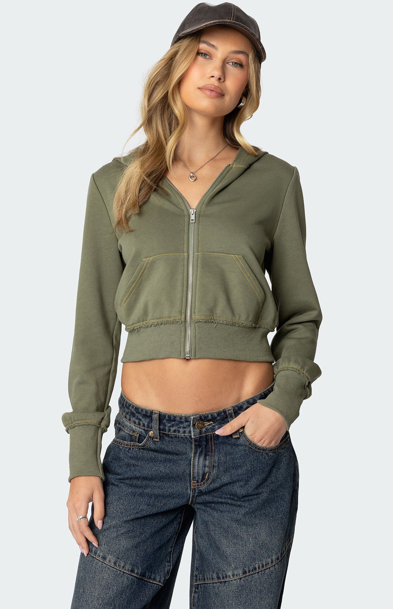 Edikted Distressed Stitch Cropped Hoodie | PacSun