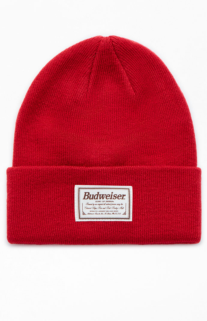 Budweiser By PacSun Red Ribbed Beanie PacSun