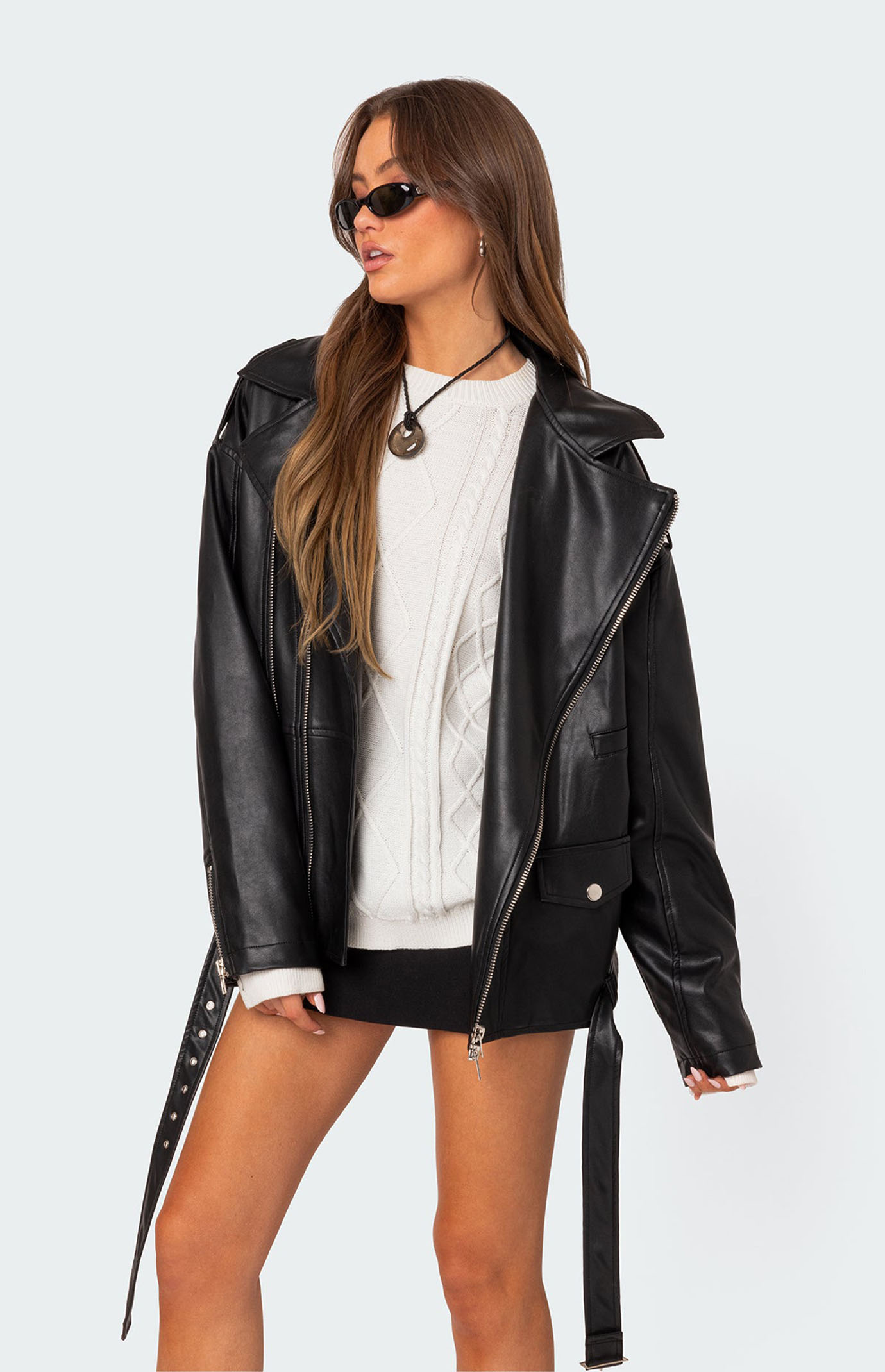 Edikted Wrenley Oversized Faux Leather Jacket | Pacsun