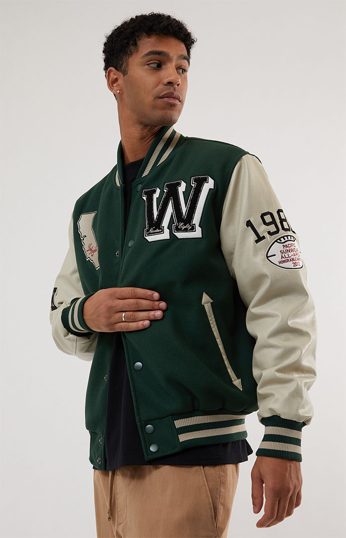 green varsity jacket