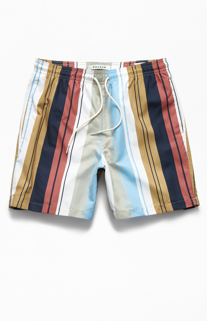 mens vertical striped swim trunks