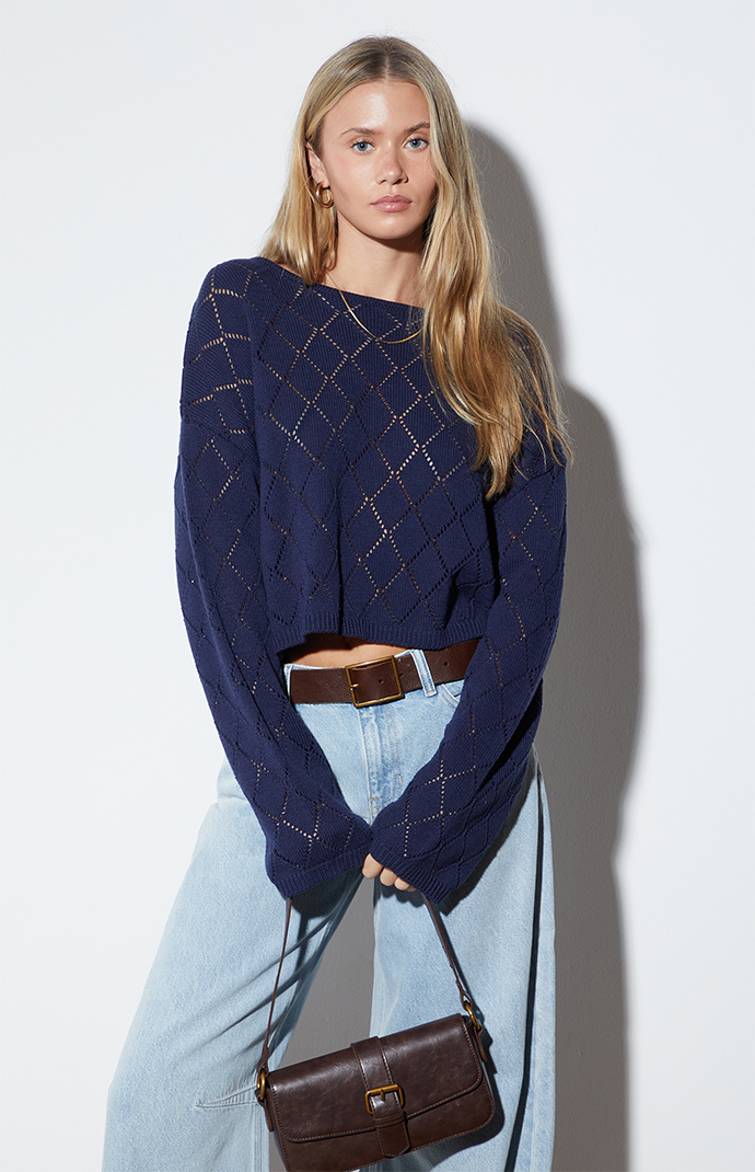 トップス S open knit tops heart THEREDTHREAD / ザレッドスレッド】S open knit tops heart