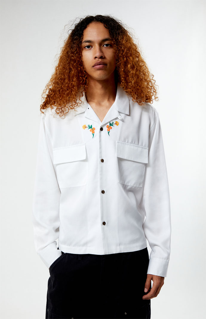 Pacsun Global Auto Embroidered Long Sleeve Camp Shirt | Pacsun
