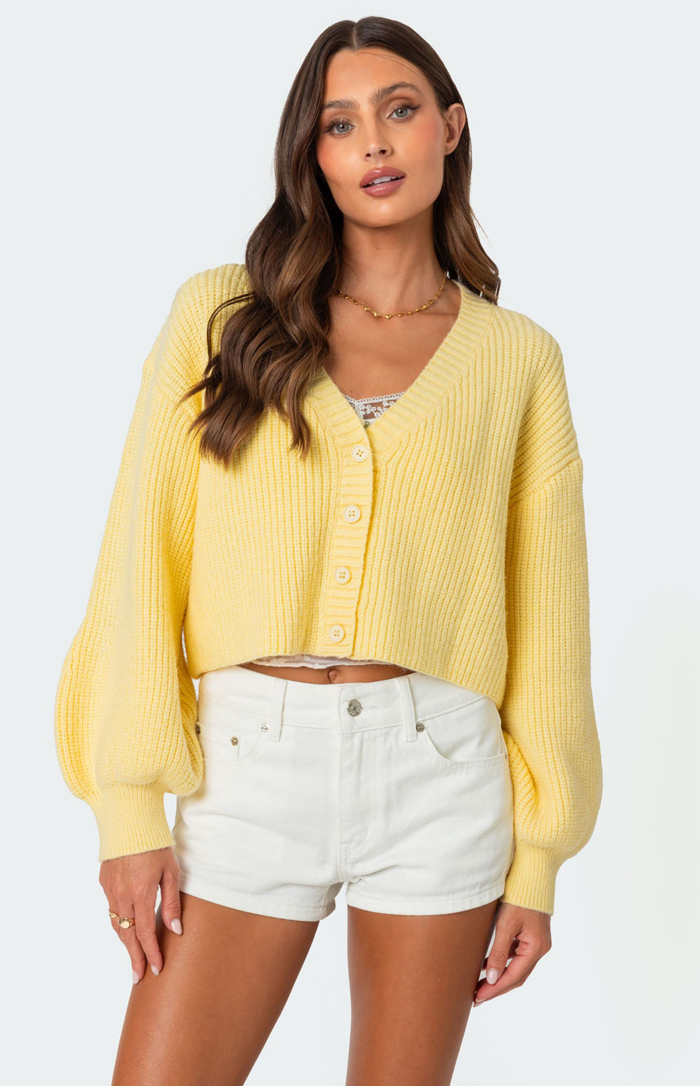 トップス THEREDTHREAD S clip cardigan cropped THEREDTHREAD / ザレッドスレッド】S clip cardigan cropped