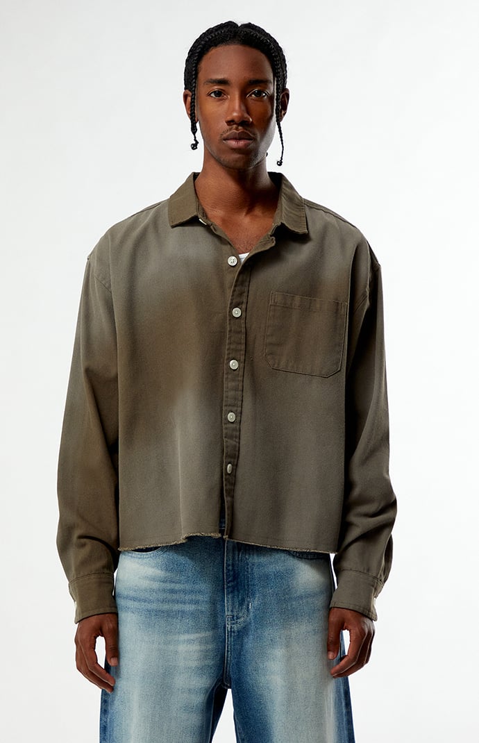 Pacsun Pike Washed Cropped Long Sleeve Work Shirt | Pacsun