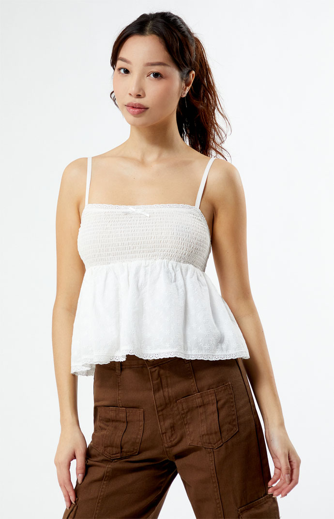 LA Hearts Ruched Bow Tie Babydoll Top | PacSun