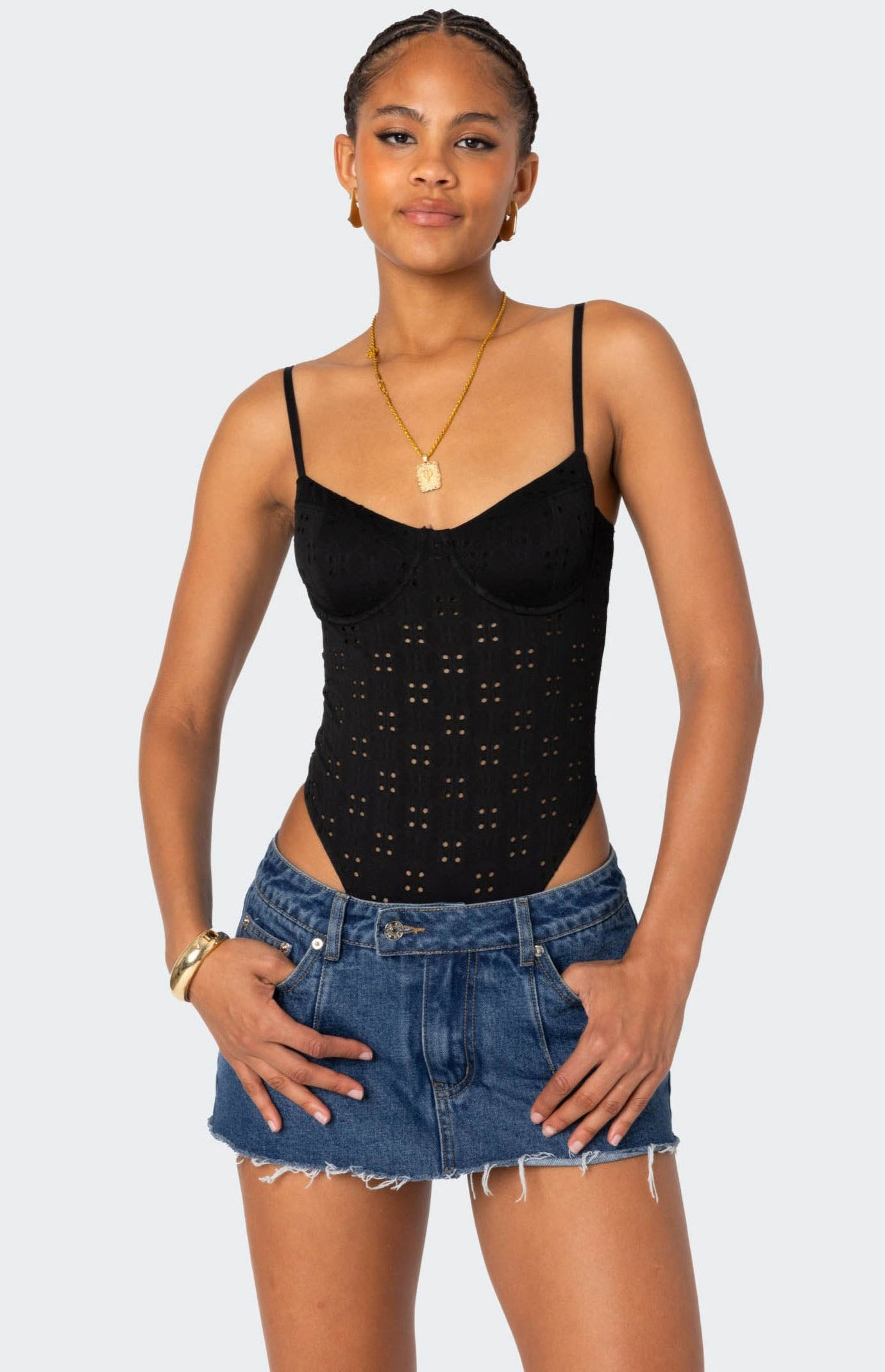 Edikted Raven Cupped Eyelet Bodysuit | PacSun