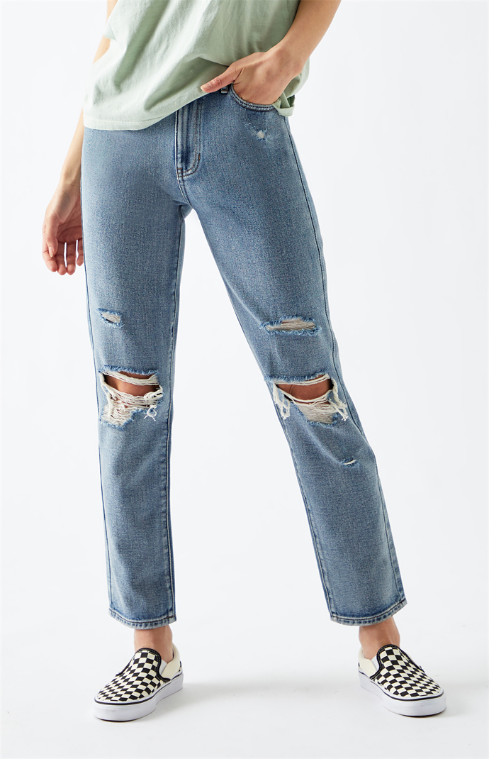 Pacsun torn blue mom jeans hotsell