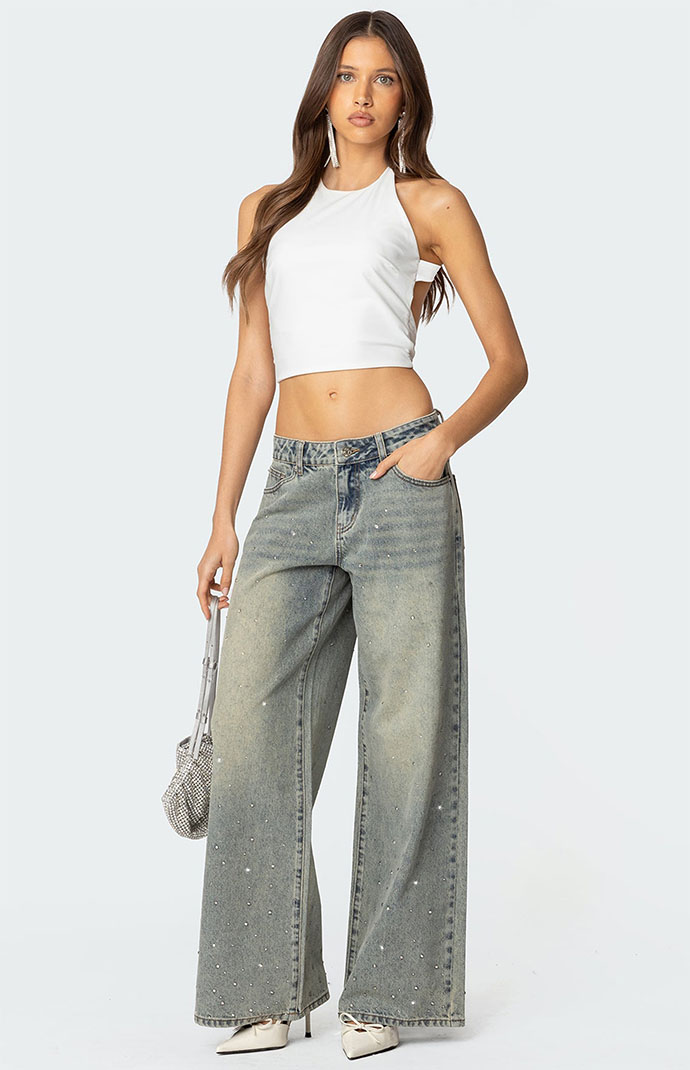 【SCULPTOR】Rhinestone Lowrise Denim VISUAL AID | Restock✔️ SCULPTOR Rhinestone Lowrise Denim