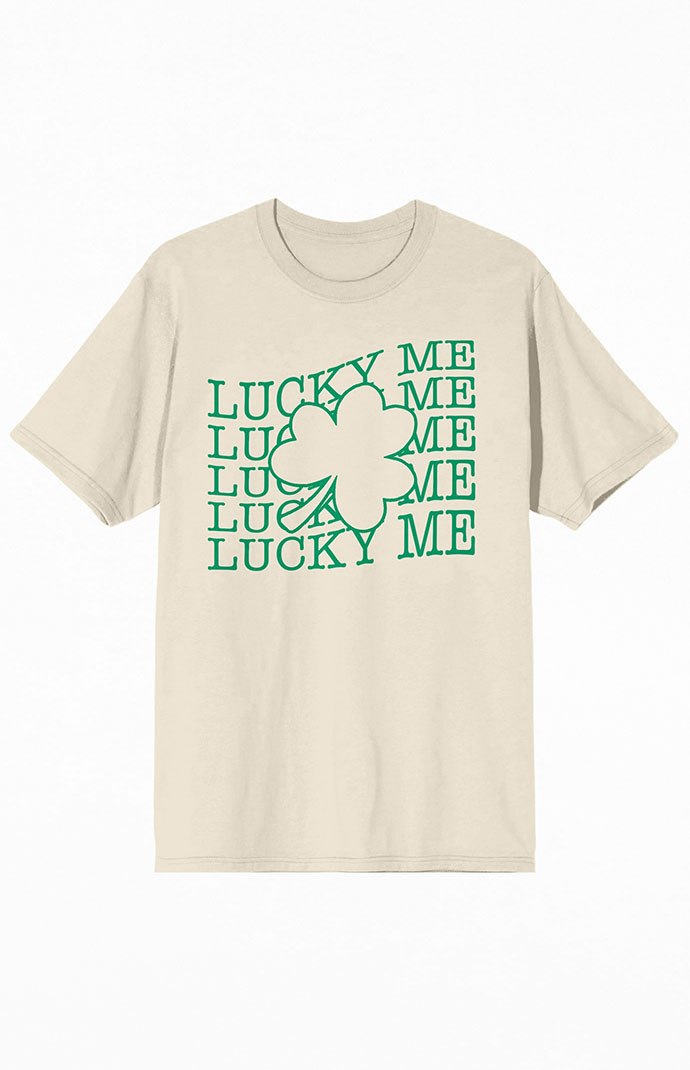 Pacsun Women s St. Patrick s Day Lucky Me T Shirt in Nude Size Large