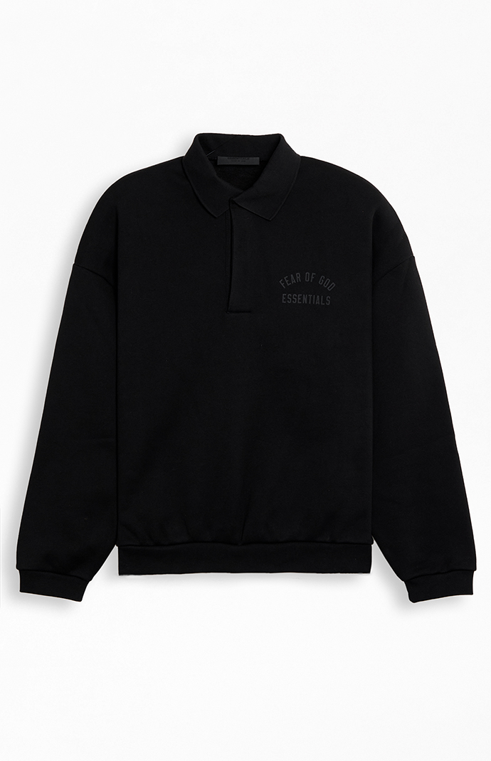 Fear of God ESSENTIALS Black Fleece Polo Sweatshirt | Pacsun