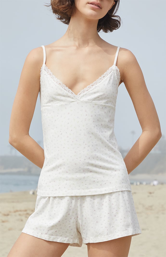ニン★  andmary Nini lace tank white Dream Lace Tank - Porcelain
