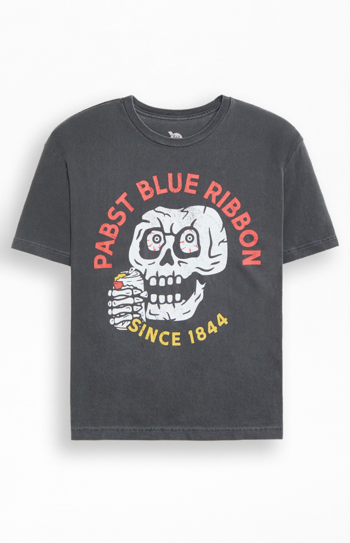 ERL23ss SKULL PRINT CROPPED T−SHIRT KOMOO Women Short T-shirt Vintage Skull Print Short Sleeve