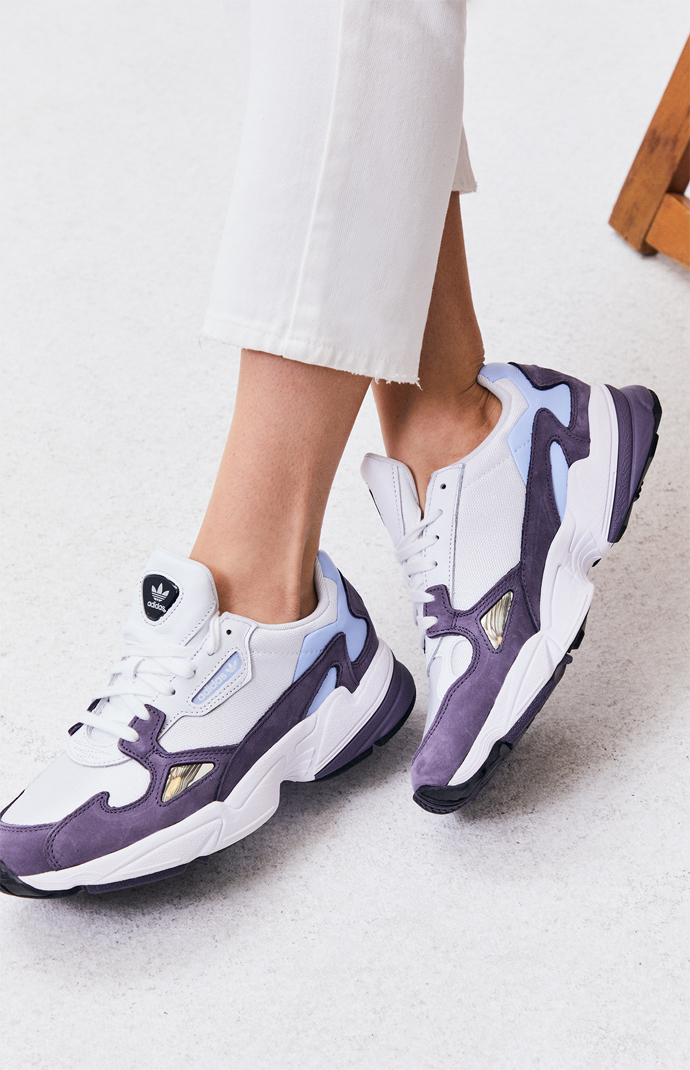 adidas Women's Purple & White Falcon Sneakers | PacSun | PacSun زمام الفم