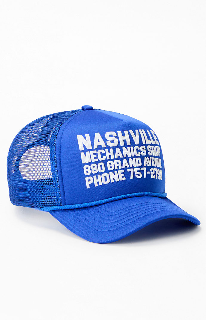 Pacsun Blue Nashville Mechanics Shop Trucker Hat | Pacsun