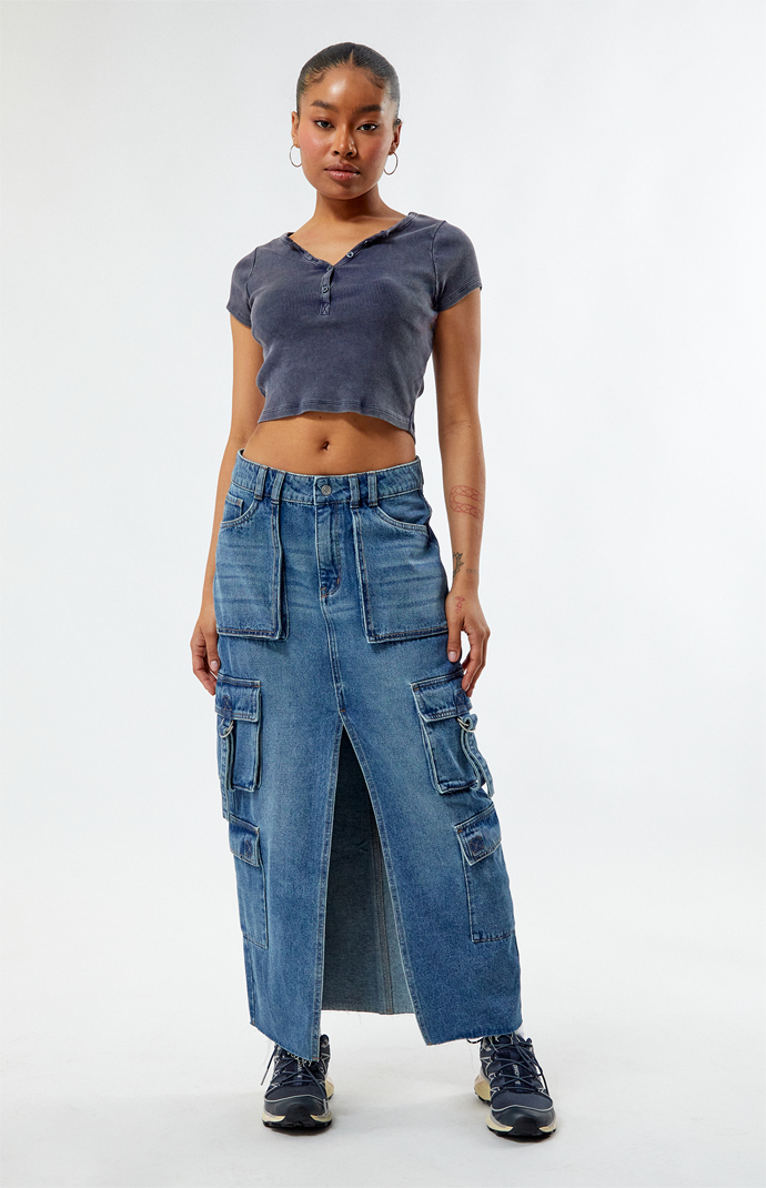 【BAON】Piku Banding Cargo Midi Skirt Edikted Bubble Cargo Nylon Maxi Skirt | PacSun