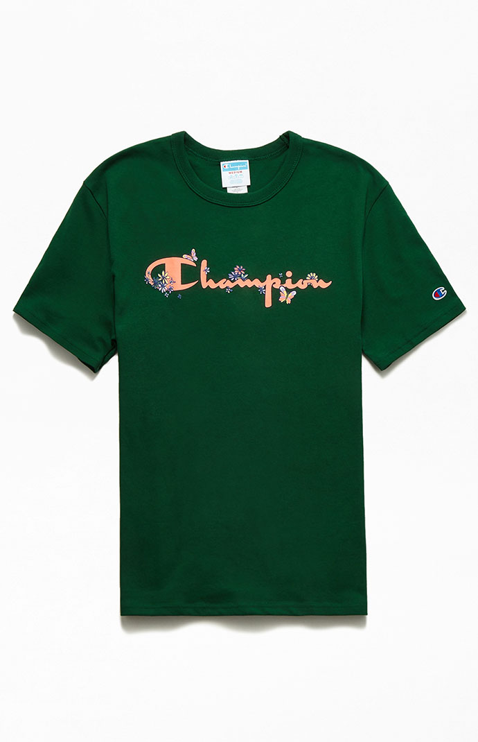 Floral Script Logo T Shirt