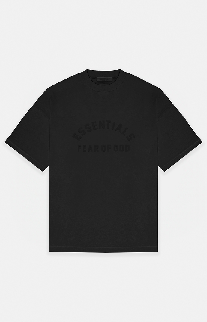 ★23SS The Black Collection★Fear Of God Essentials Tee Fear of God Essentials Black Heavy T-Shirt | PacSun