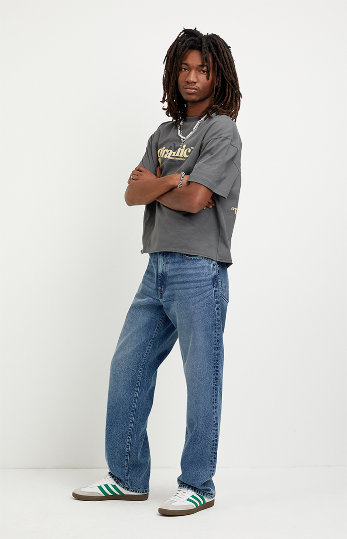 Pacsun Logan Relaxed Straight Jeans Medium Blue | Pacsun
