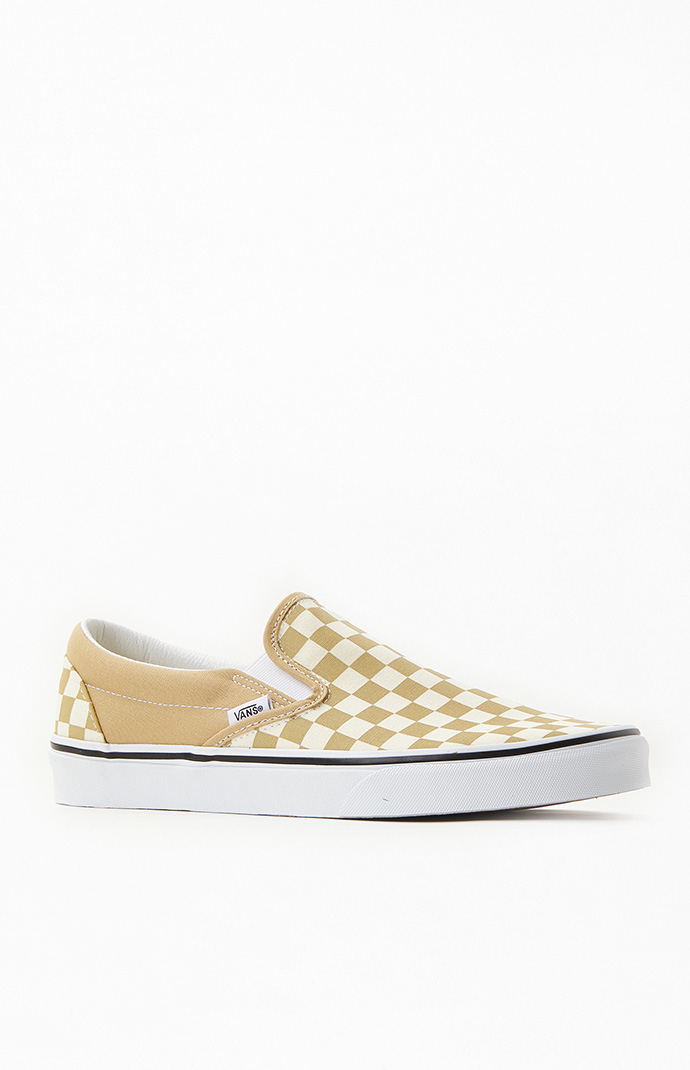 VANS Checkerboard Yellow & True White Womens Slip-On Shoes