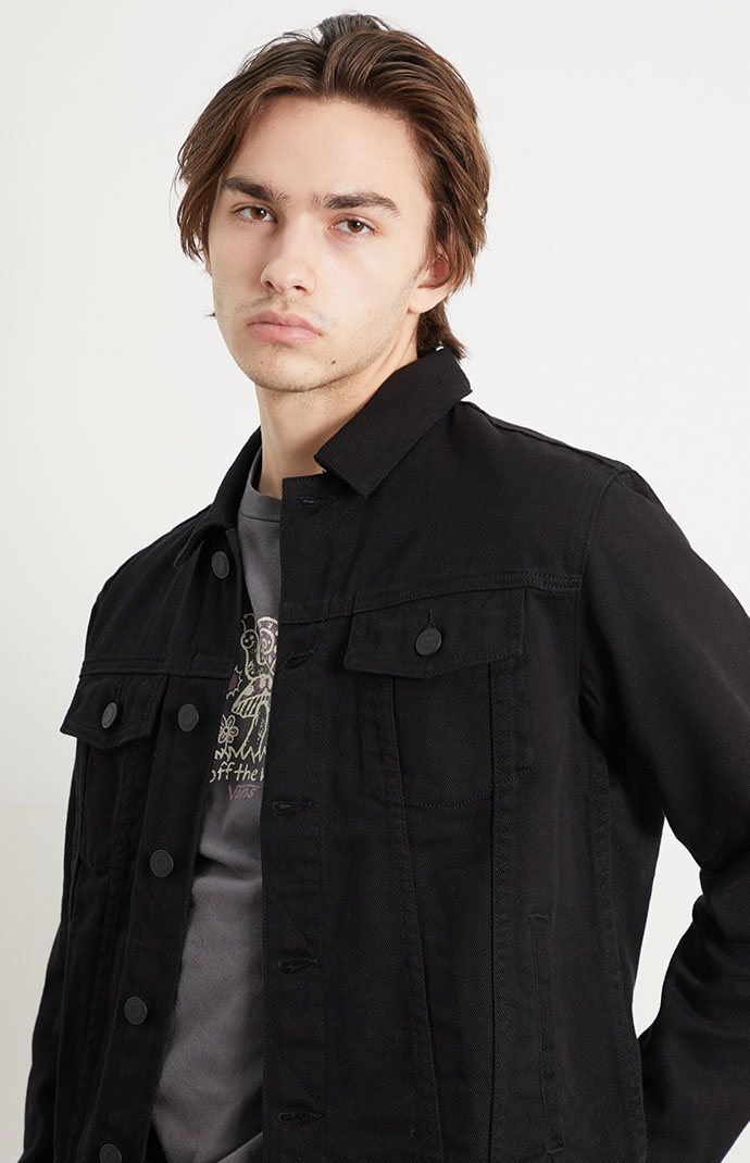 Pacsun black denim jacket hotsell