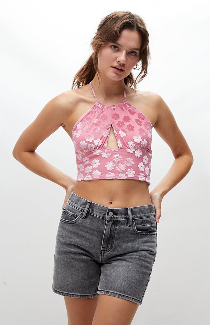 Daisy Street Pink Halter Crop Top | PacSun
