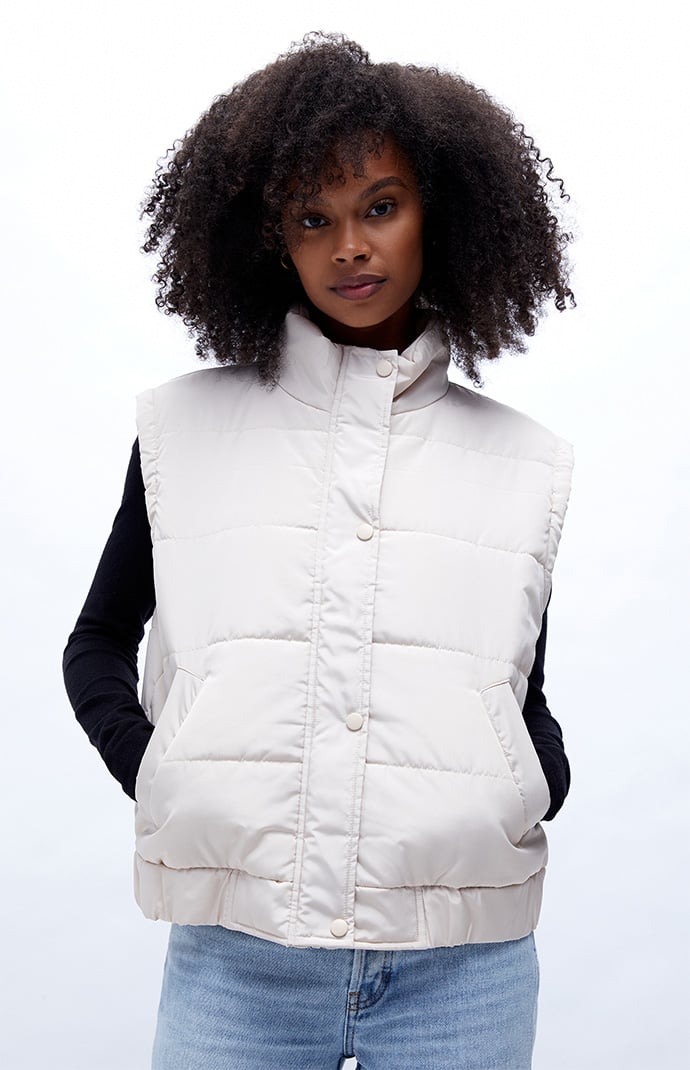 White puffer clearance vests