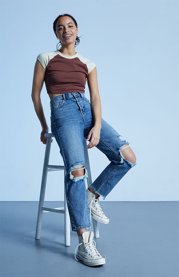 Pacsun torn blue mom shop jeans