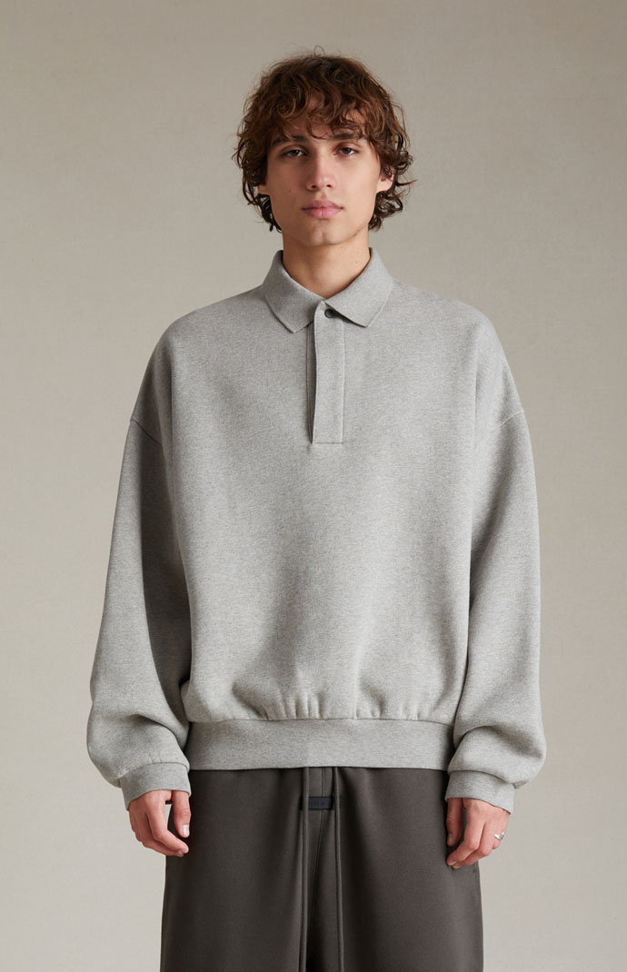Fear of God Essentials Knit L/S Polo Dark Oatmeal