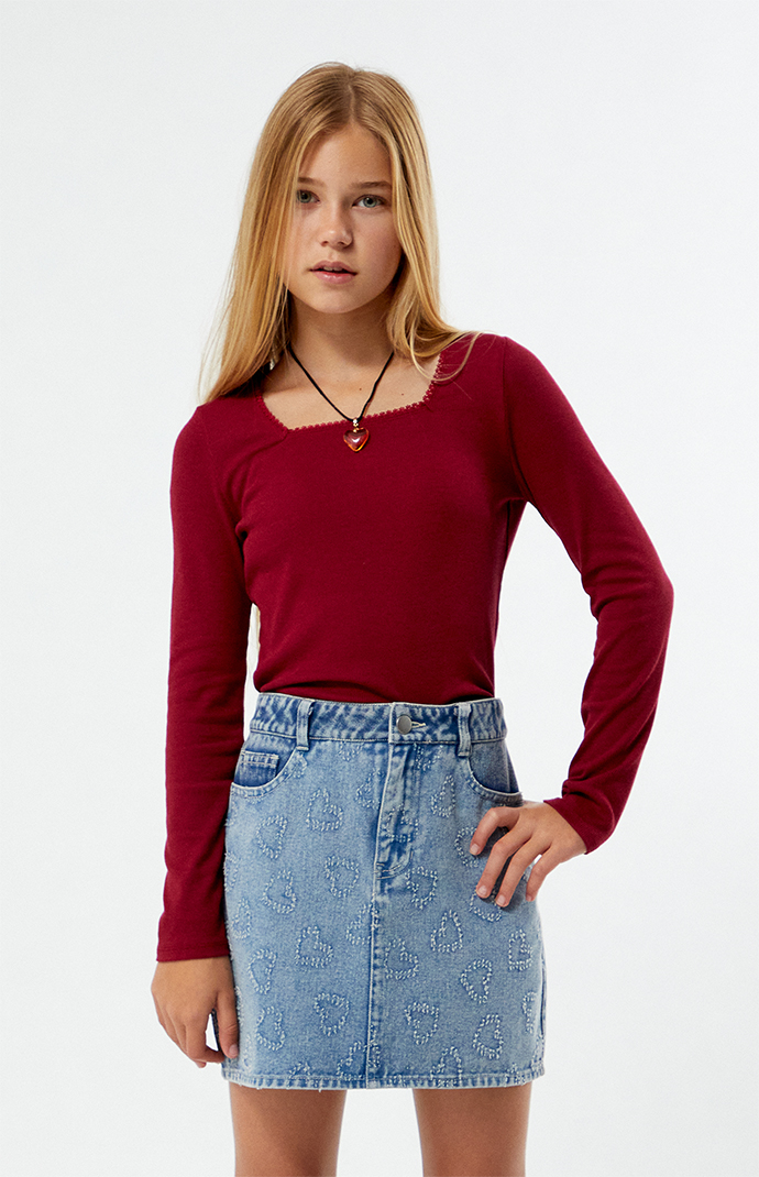 ANDMARY】Heart hip denim skirt